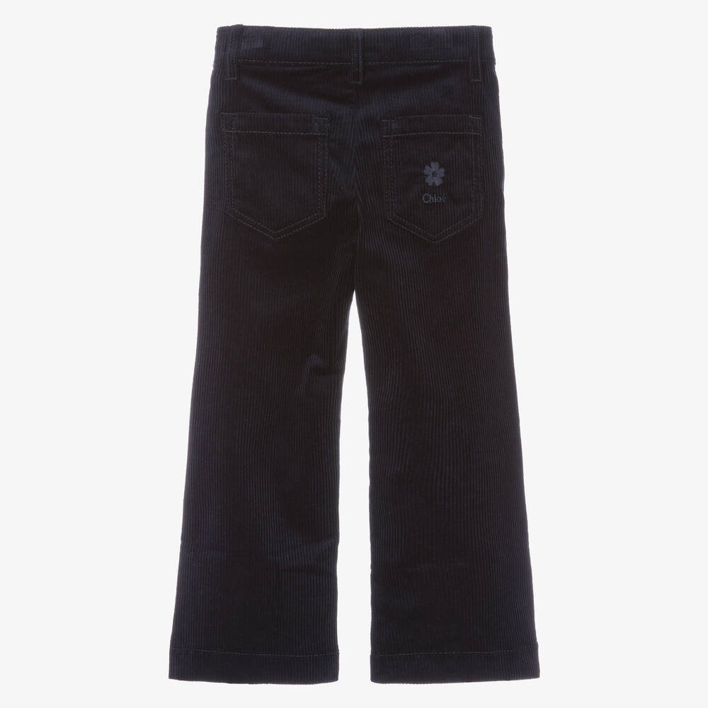 Chloé-Girls Navy Blue Corduroy Trousers | Childrensalon Outlet
