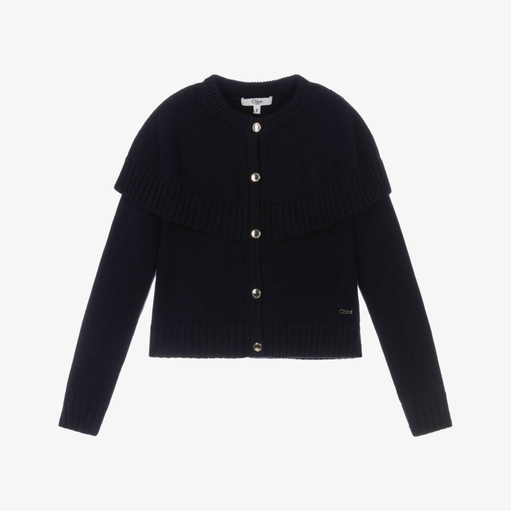 Chloé-كارديغان محبوك أزرق بحري للبنات | Childrensalon Outlet