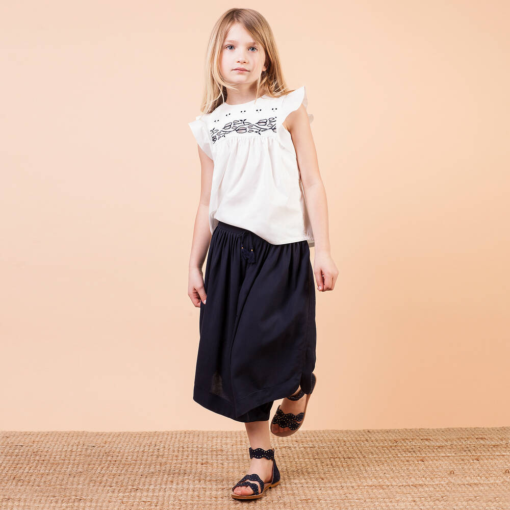 Chloé-Girls Navy Blue Culottes | Childrensalon Outlet