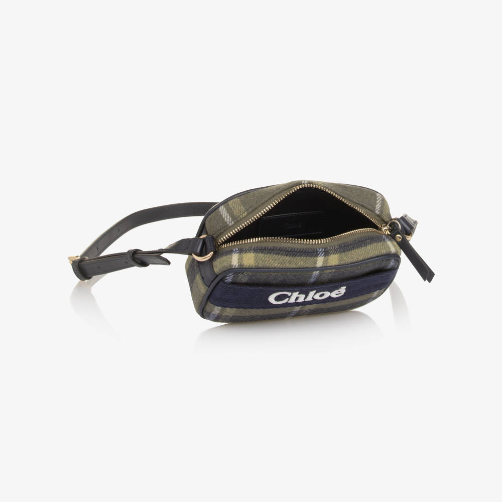Chloé-Girls Navy Blue & Green Tartan Cross Body Bag (18cm) | Childrensalon Outlet