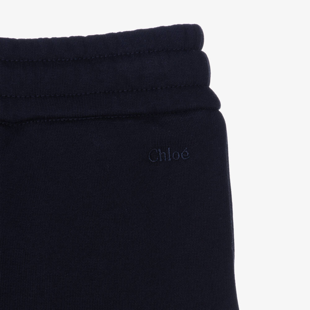 Chloé-Girls Navy Blue Organic Cotton Joggers | Childrensalon Outlet