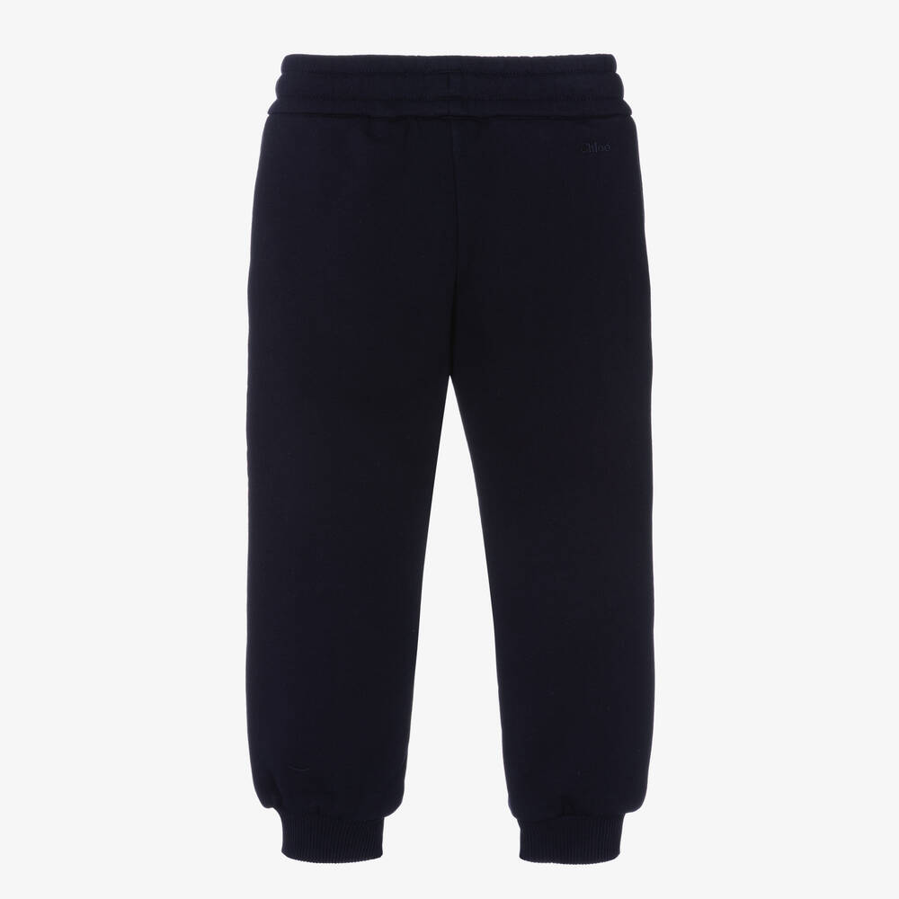 Chloé-Girls Navy Blue Organic Cotton Joggers | Childrensalon Outlet
