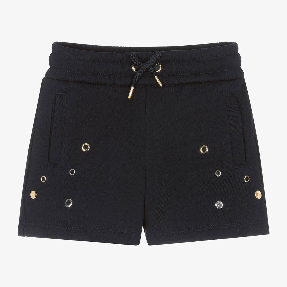 Chloé-Girls Navy Blue Organic Cotton Shorts | Childrensalon Outlet