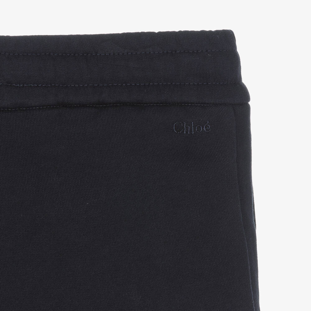 Chloé-Girls Navy Blue Organic Cotton Shorts | Childrensalon Outlet