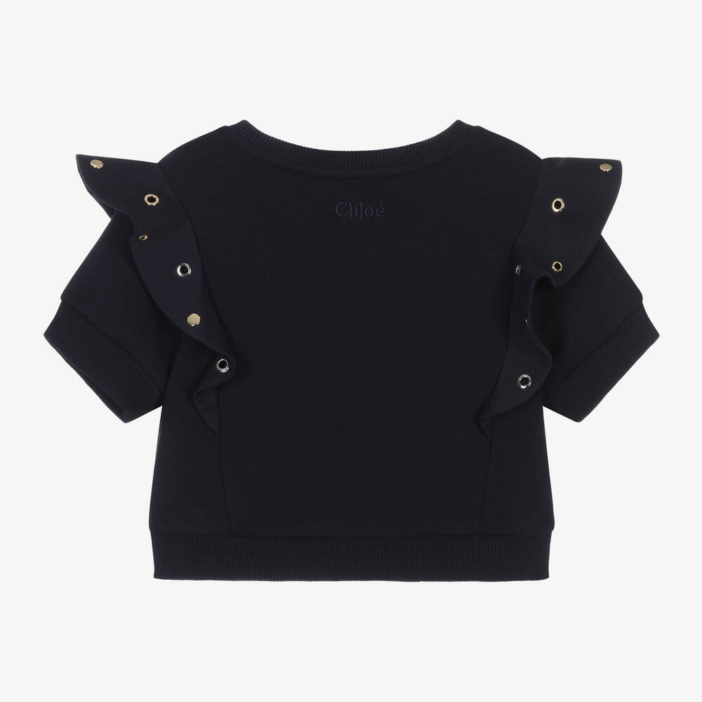 Chloé-سويتشيرت قطن عضوي لون كحلي للبنات | Childrensalon Outlet