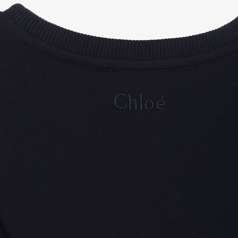 Chloé-سويتشيرت قطن عضوي لون كحلي للبنات | Childrensalon Outlet