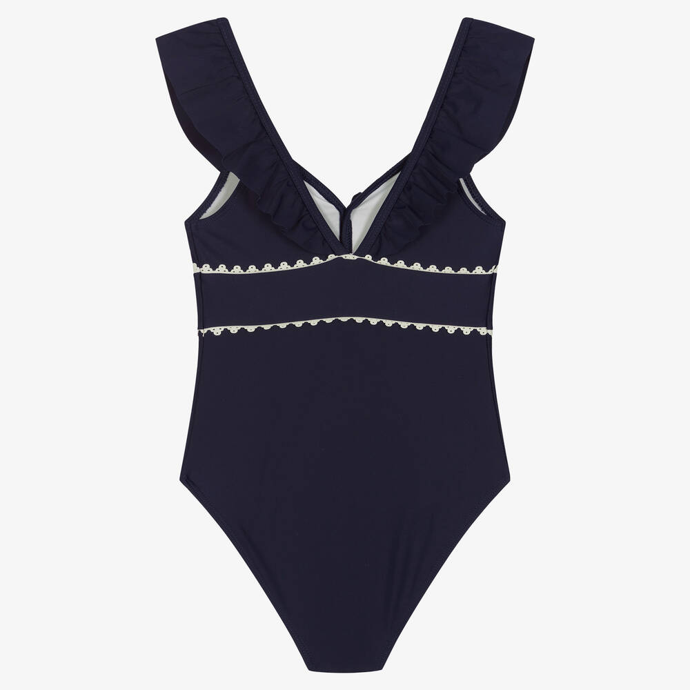 Chloé-مايّو مزين بكشكش لون كحلي للبنات | Childrensalon Outlet