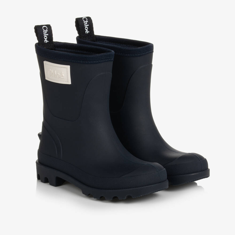 Chloé - Girls Navy Blue Short Rain Boots | Childrensalon