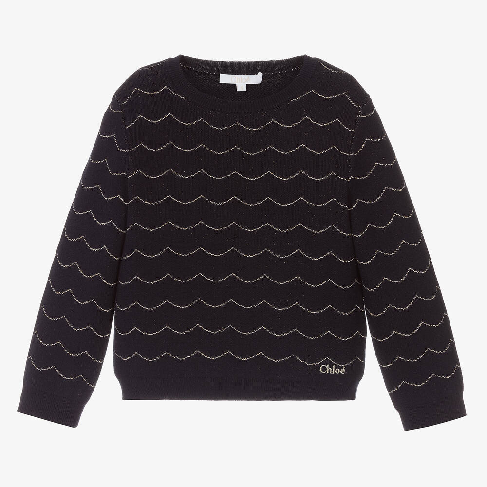 Chloé - Girls Navy Blue Sweater | Childrensalon