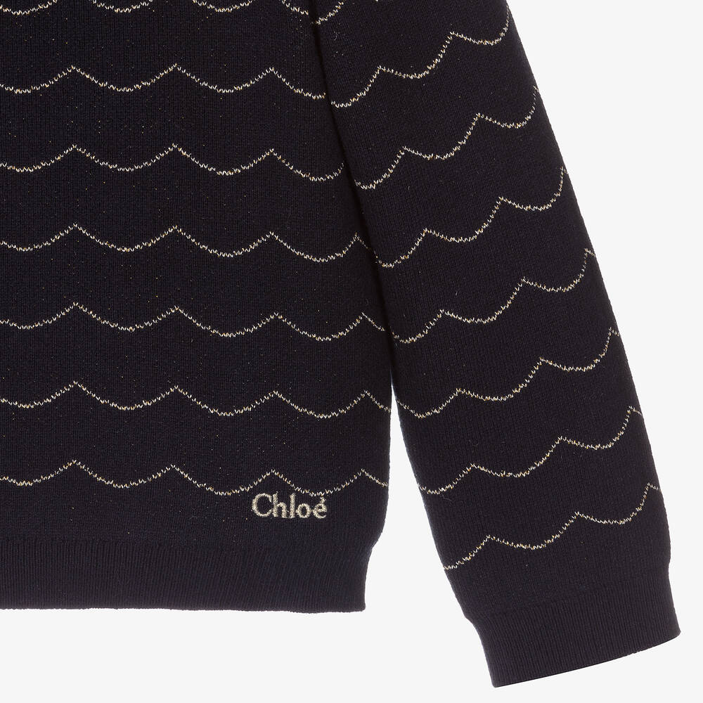 Chloé-Girls Navy Blue Sweater | Childrensalon Outlet