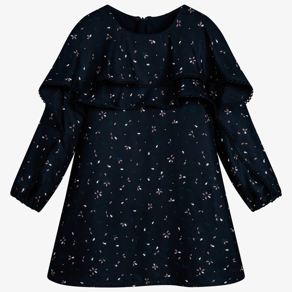 Girls Navy Blue Viscose Dress