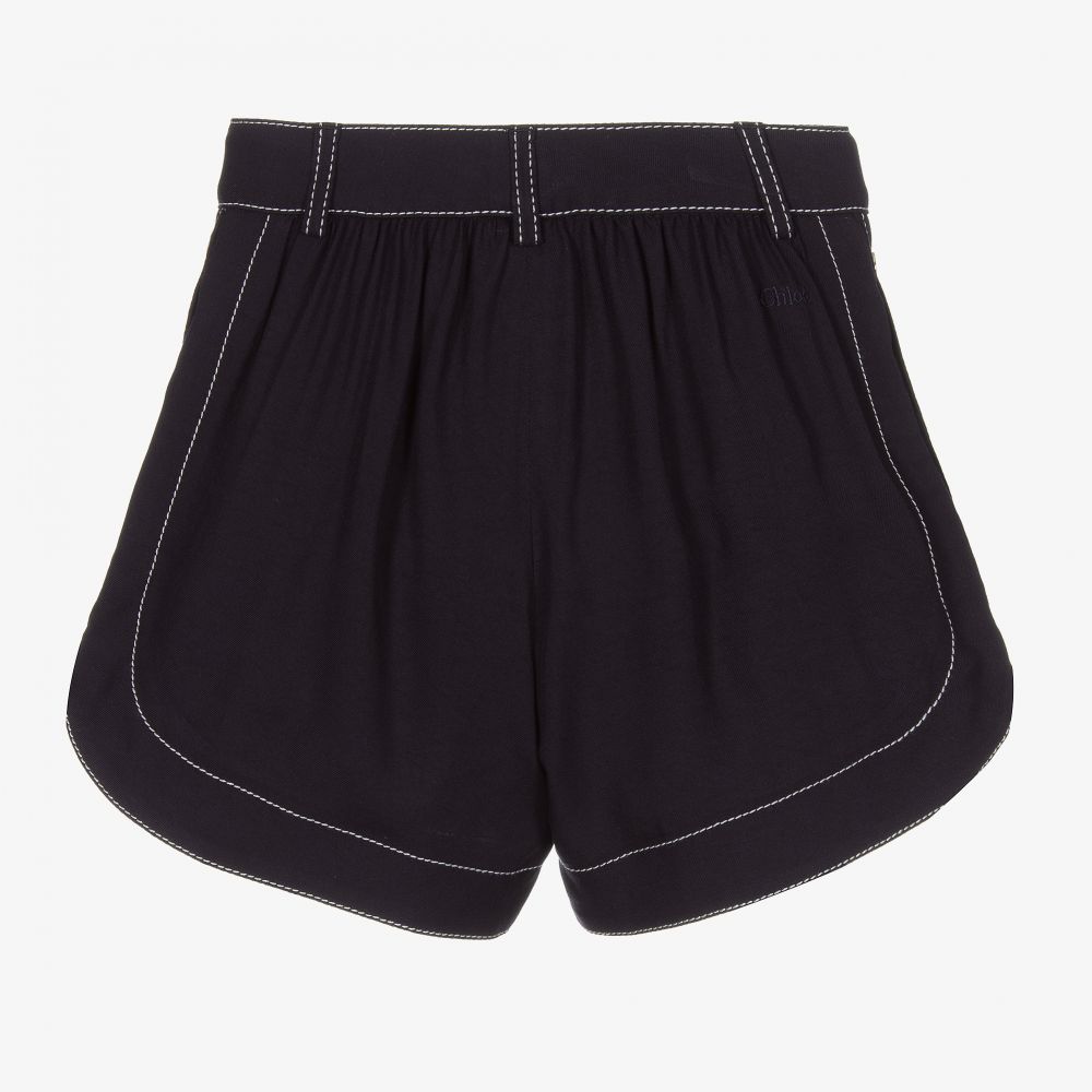 Chloé-Girls Navy Blue Viscose Shorts | Childrensalon Outlet