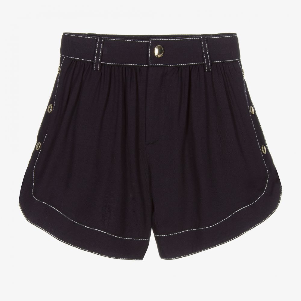 Chloé - Short bleu marine viscose Fille | Childrensalon