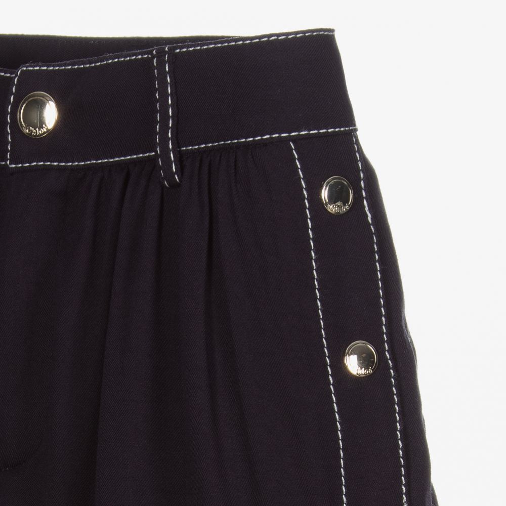 Chloé-Girls Navy Blue Viscose Shorts | Childrensalon Outlet