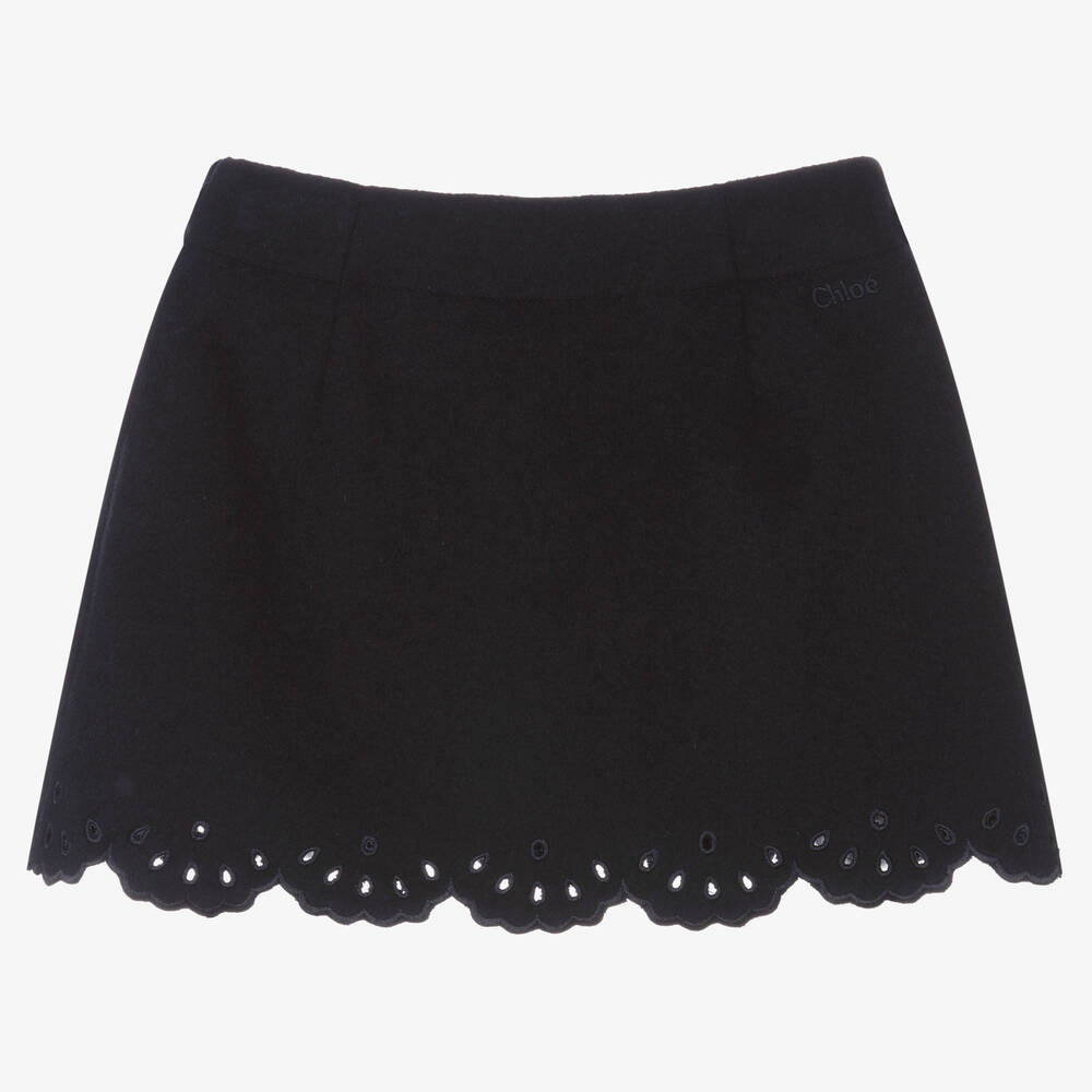 Chloé-Girls Navy Blue Wool Skirt | Childrensalon Outlet