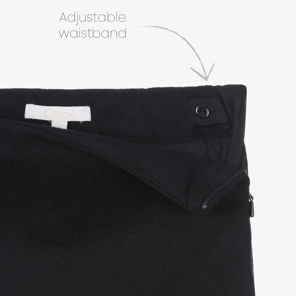 Chloé-Girls Navy Blue Wool Skirt | Childrensalon Outlet