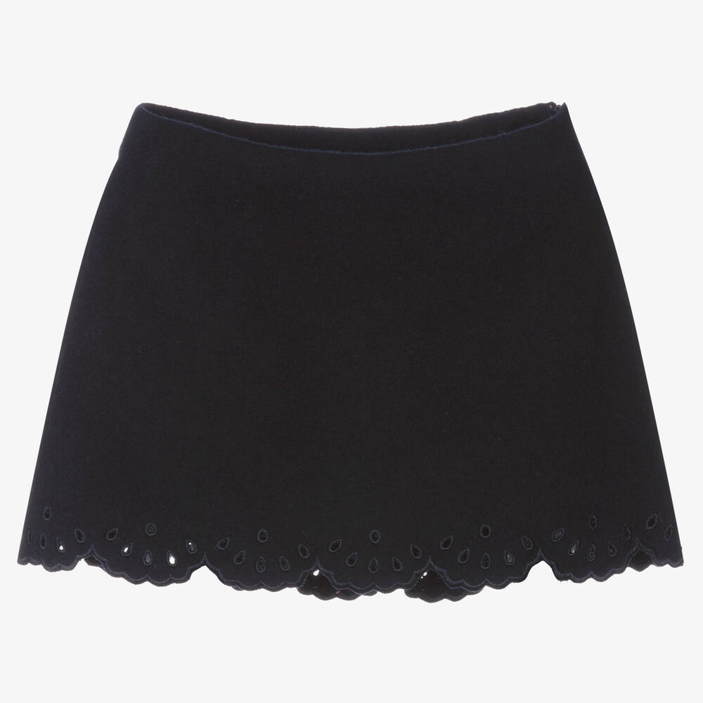 Chloé - Girls Navy Blue Wool Skirt | Childrensalon