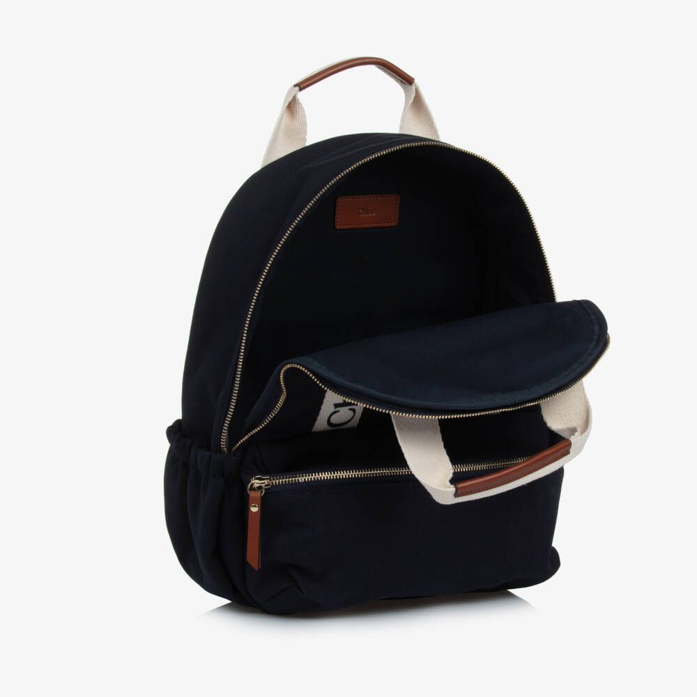 Chloé-Girls Navy Canvas Diaper Backpack | Childrensalon Outlet
