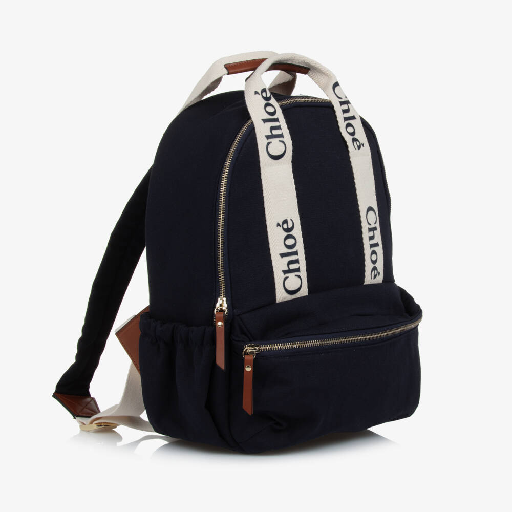 Chloé-Girls Navy Canvas Diaper Backpack | Childrensalon Outlet