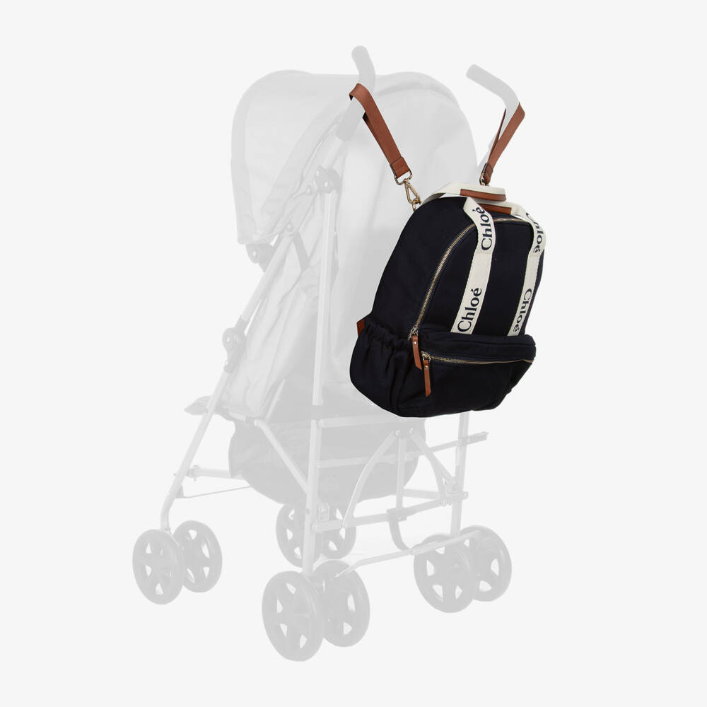 Chloé-Girls Navy Canvas Diaper Backpack | Childrensalon Outlet