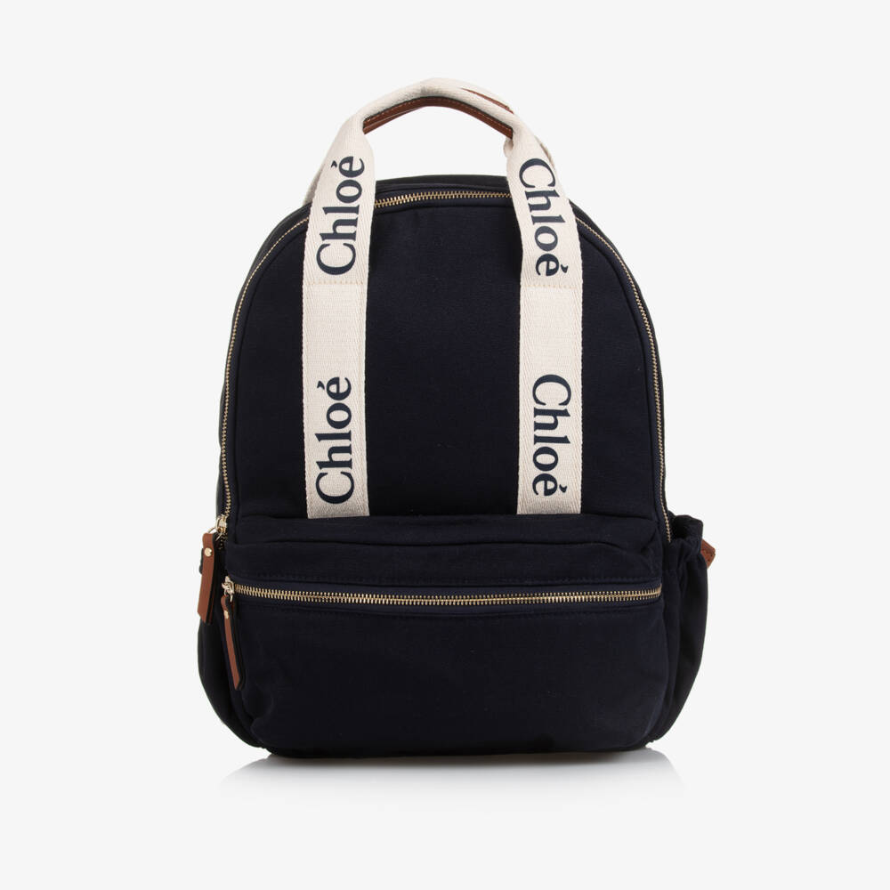 Chloé-Girls Navy Canvas Diaper Backpack | Childrensalon Outlet
