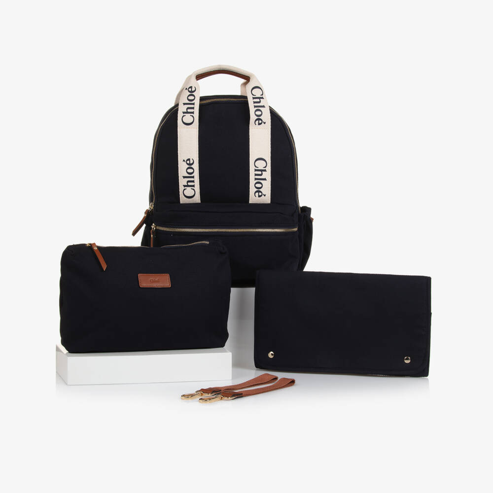 Chloé-Girls Navy Canvas Diaper Backpack | Childrensalon Outlet