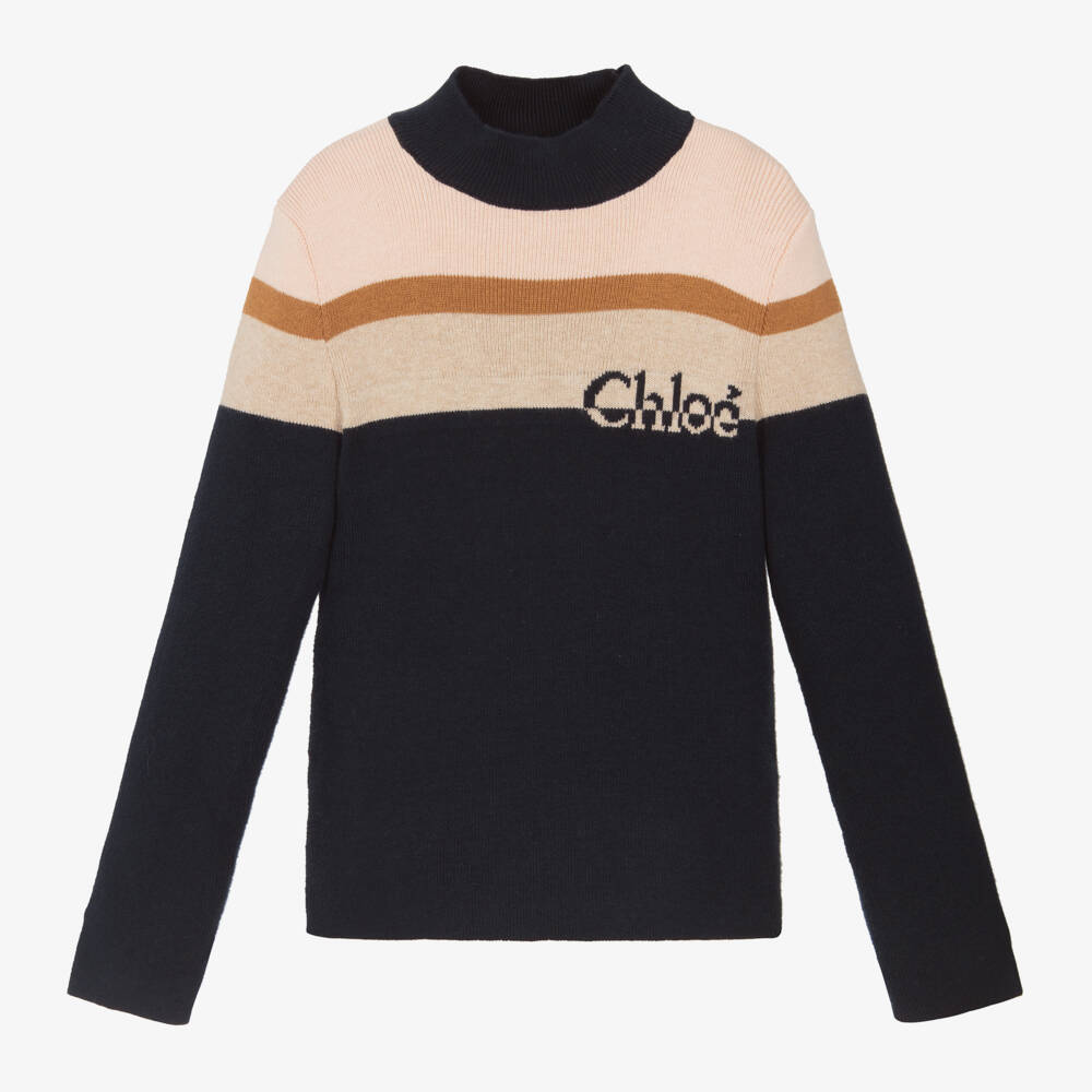 Chloé-Girls Navy Cotton Knit Sweater | Childrensalon Outlet