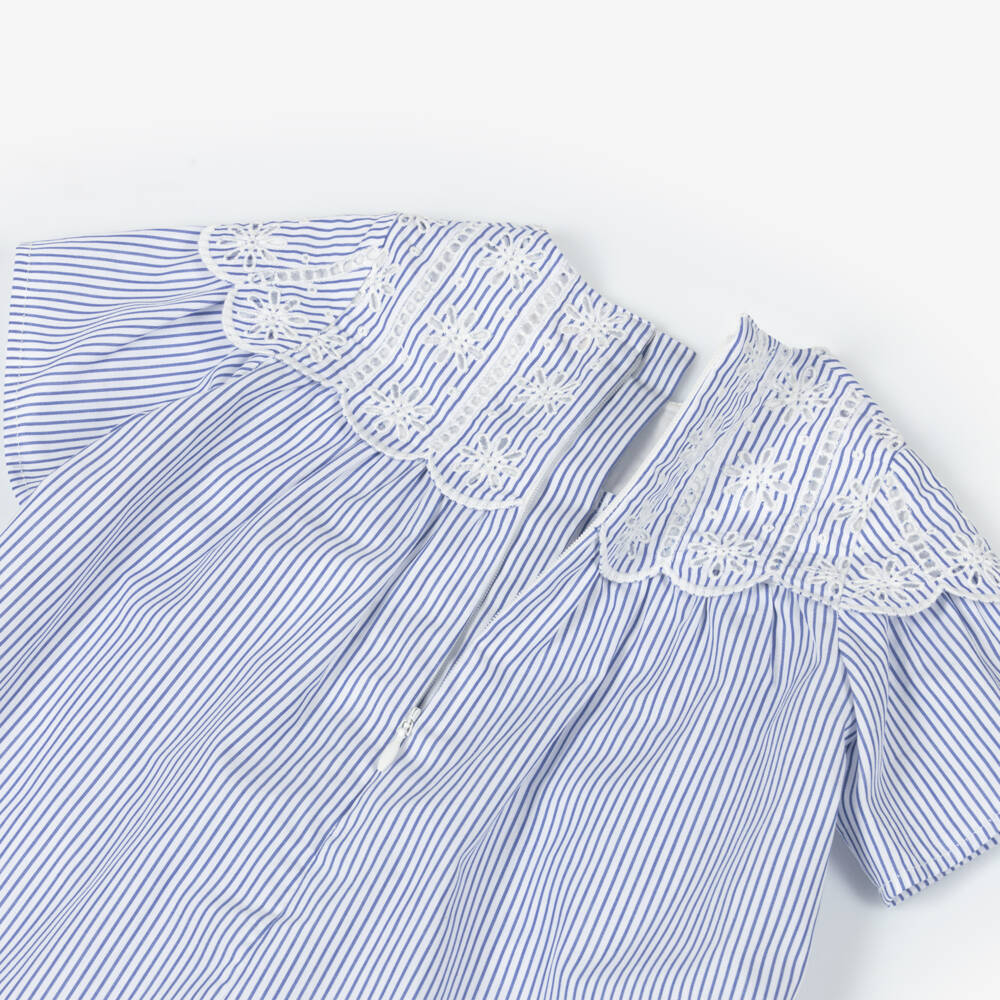 Chloé-Girls Navy Cotton Stripe Dress | Childrensalon Outlet