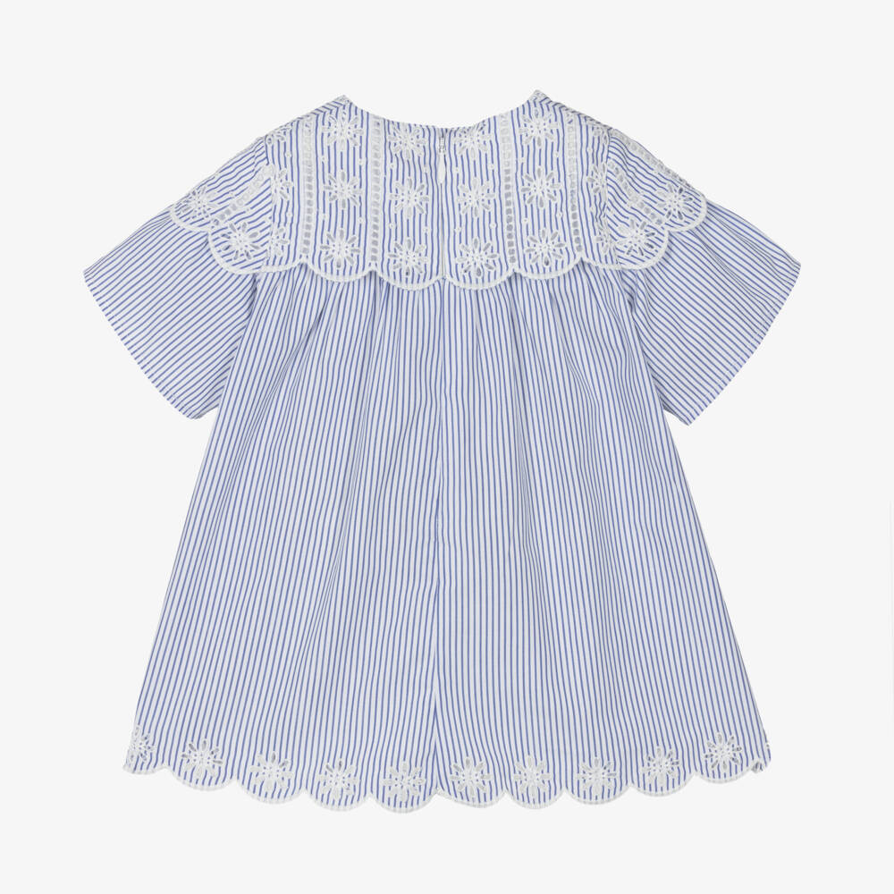 Chloé-Girls Navy Cotton Stripe Dress | Childrensalon Outlet