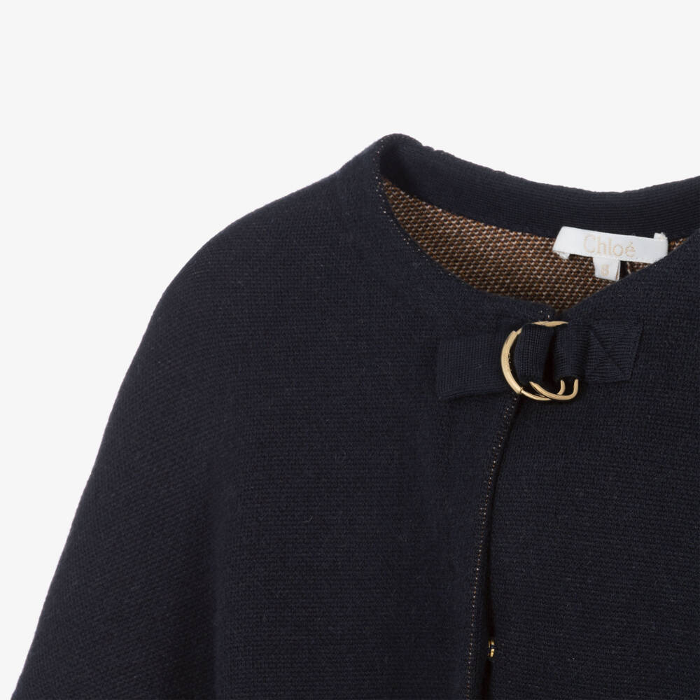 Chloé-Girls Navy Cotton Wool Cape | Childrensalon Outlet