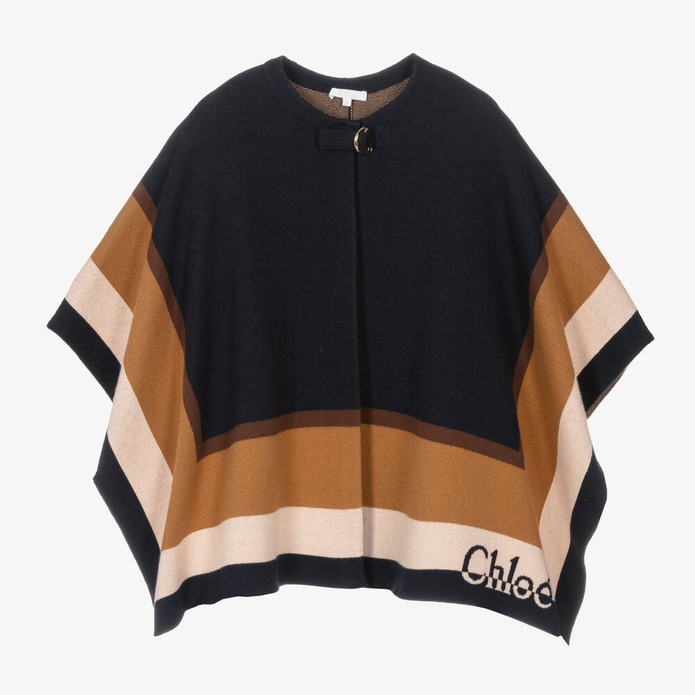 Chloé-Girls Navy Cotton Wool Cape | Childrensalon Outlet