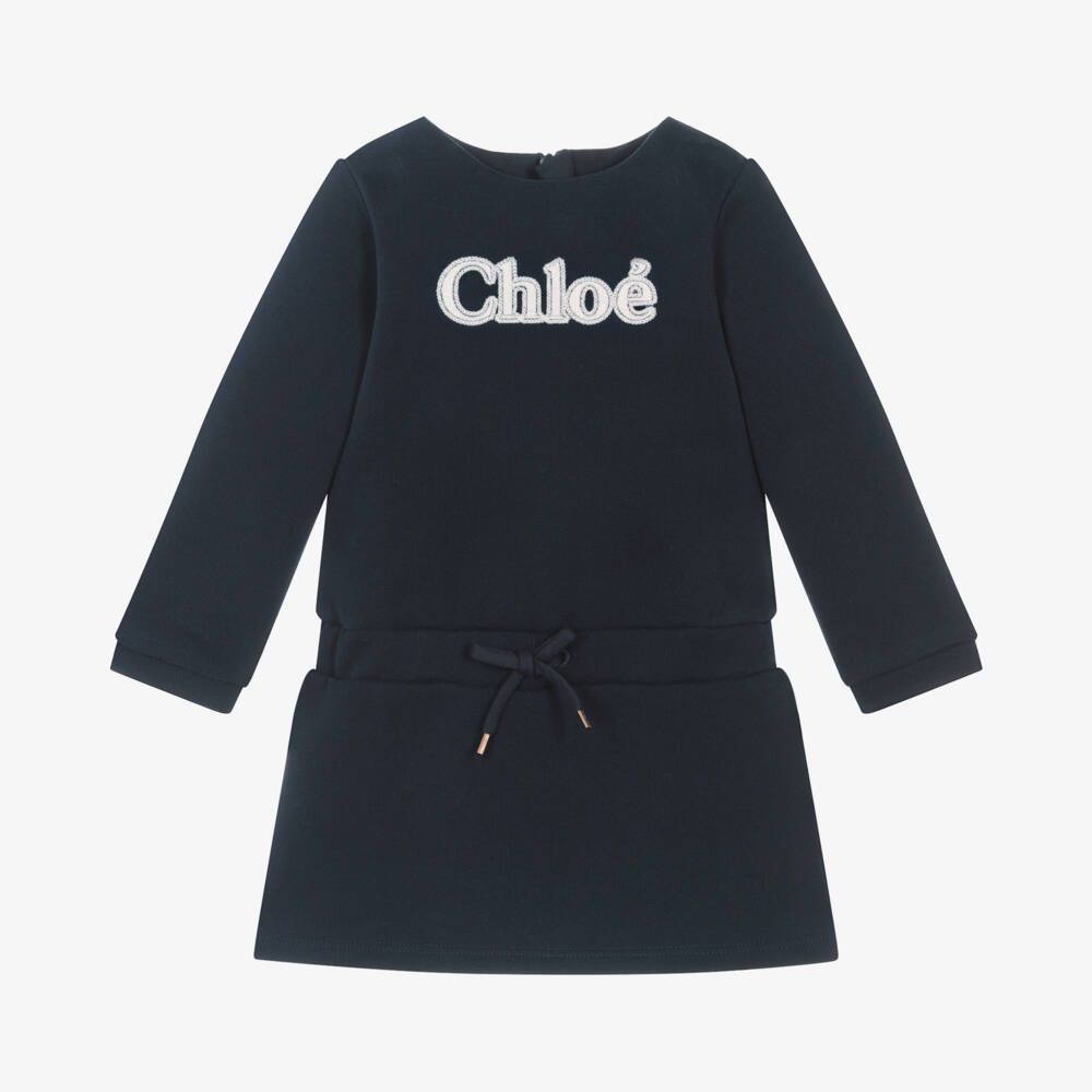 Chloé-Girls Navy Organic Cotton Dress | Childrensalon Outlet