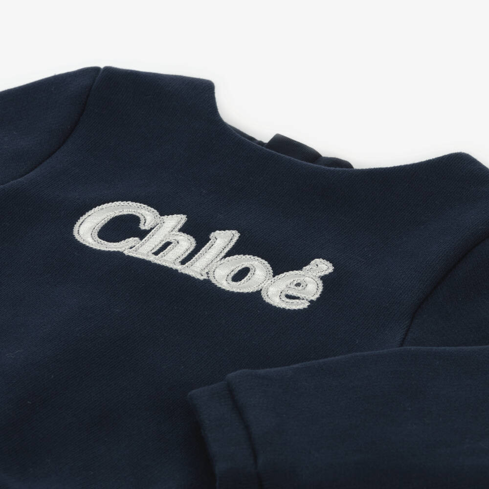 Chloé-Girls Navy Organic Cotton Dress | Childrensalon Outlet