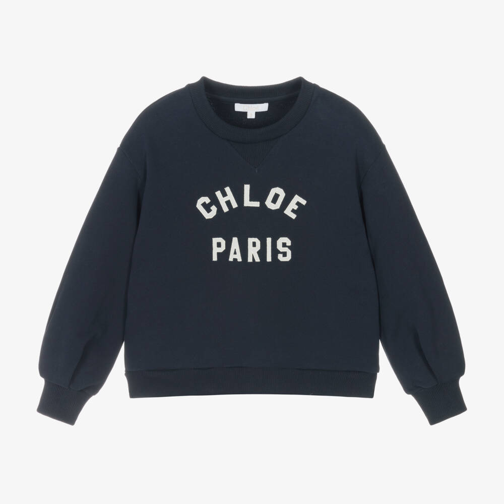 Chloé-Girls Navy Organic Cotton Pullover | Childrensalon Outlet