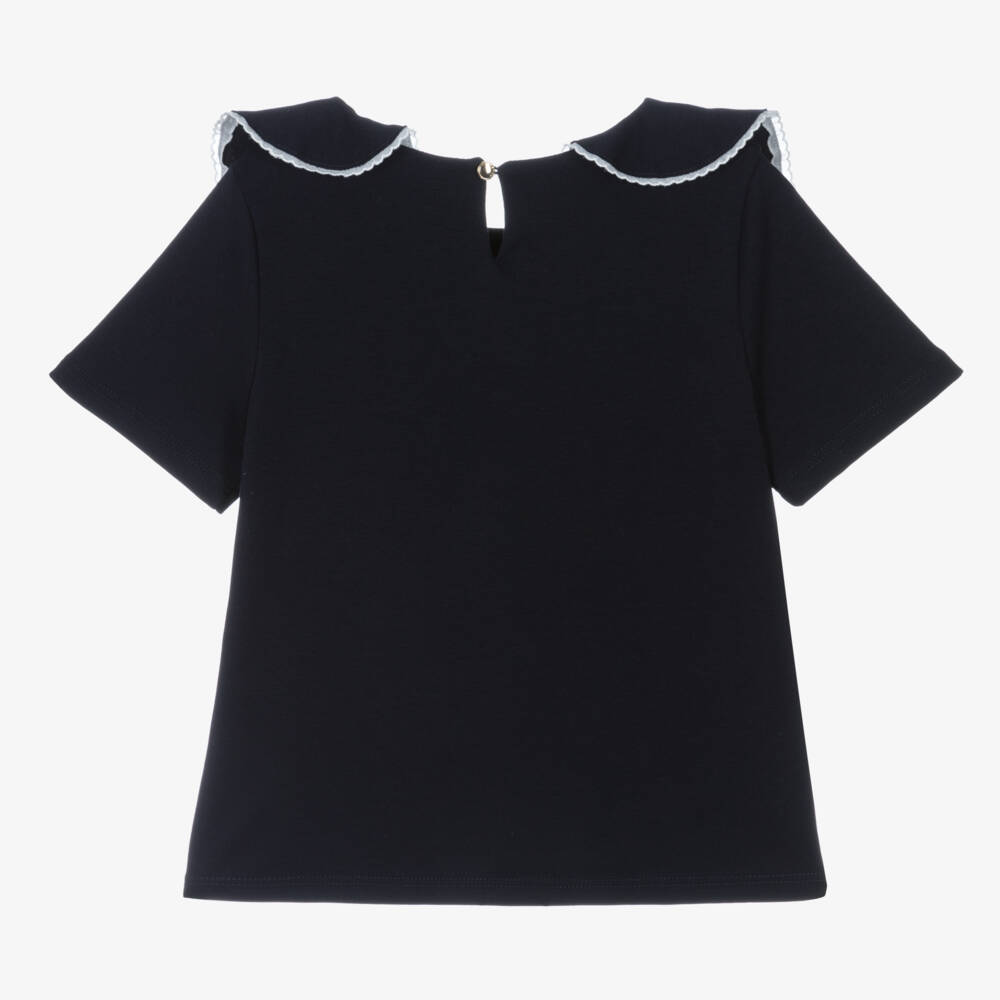 Chloé-Кофта с воланами из хлопка синяя для девочек | Childrensalon Outlet