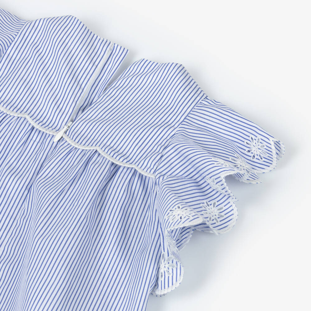Chloé-Girls Navy Striped Ruffle Top | Childrensalon Outlet