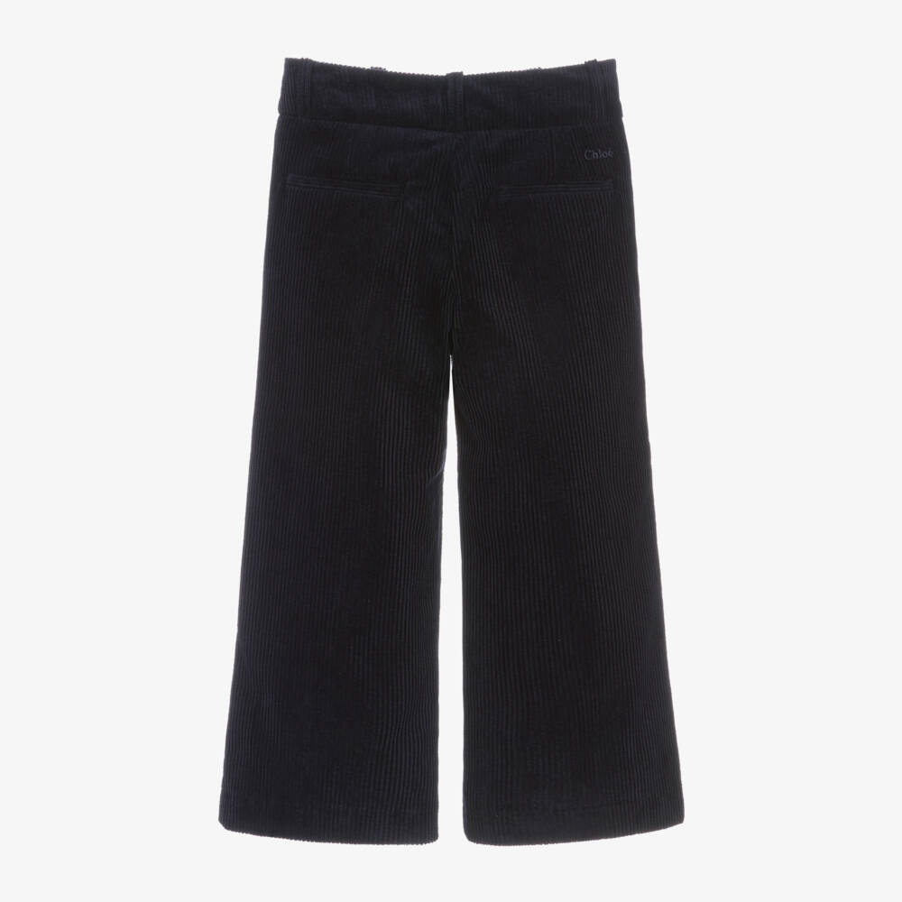 Chloé-Girls Navy Wide-Leg Corduroy Pants | Childrensalon Outlet
