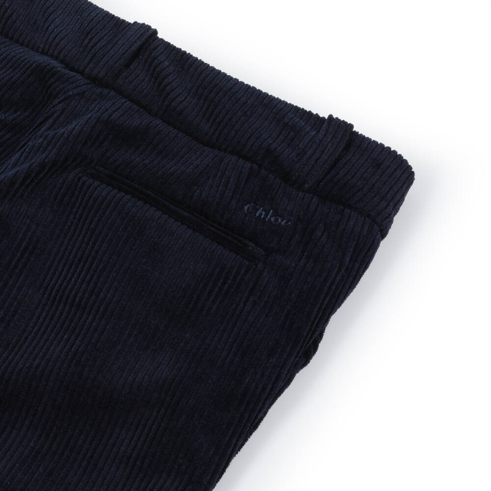 Chloé-Girls Navy Wide-Leg Corduroy Pants | Childrensalon Outlet