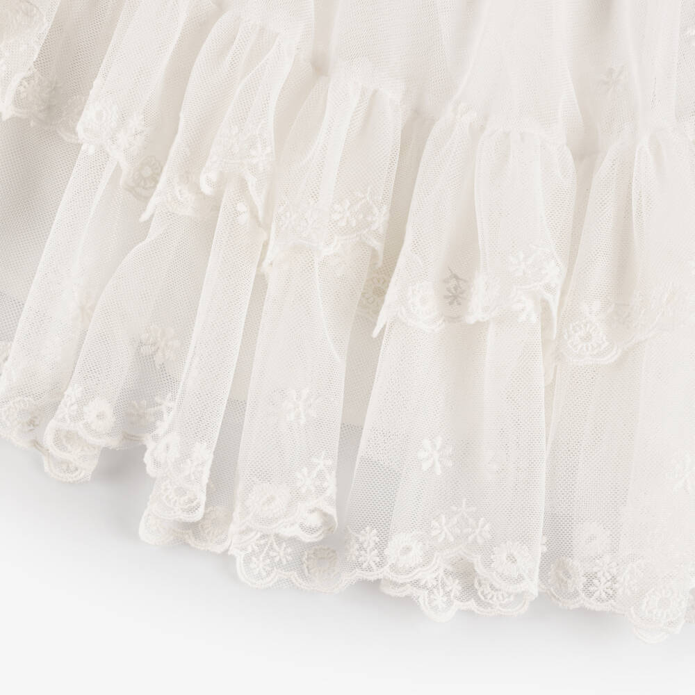 Chloé-فستان تول عاجي مزين بالكشاكش للبنات | Childrensalon Outlet