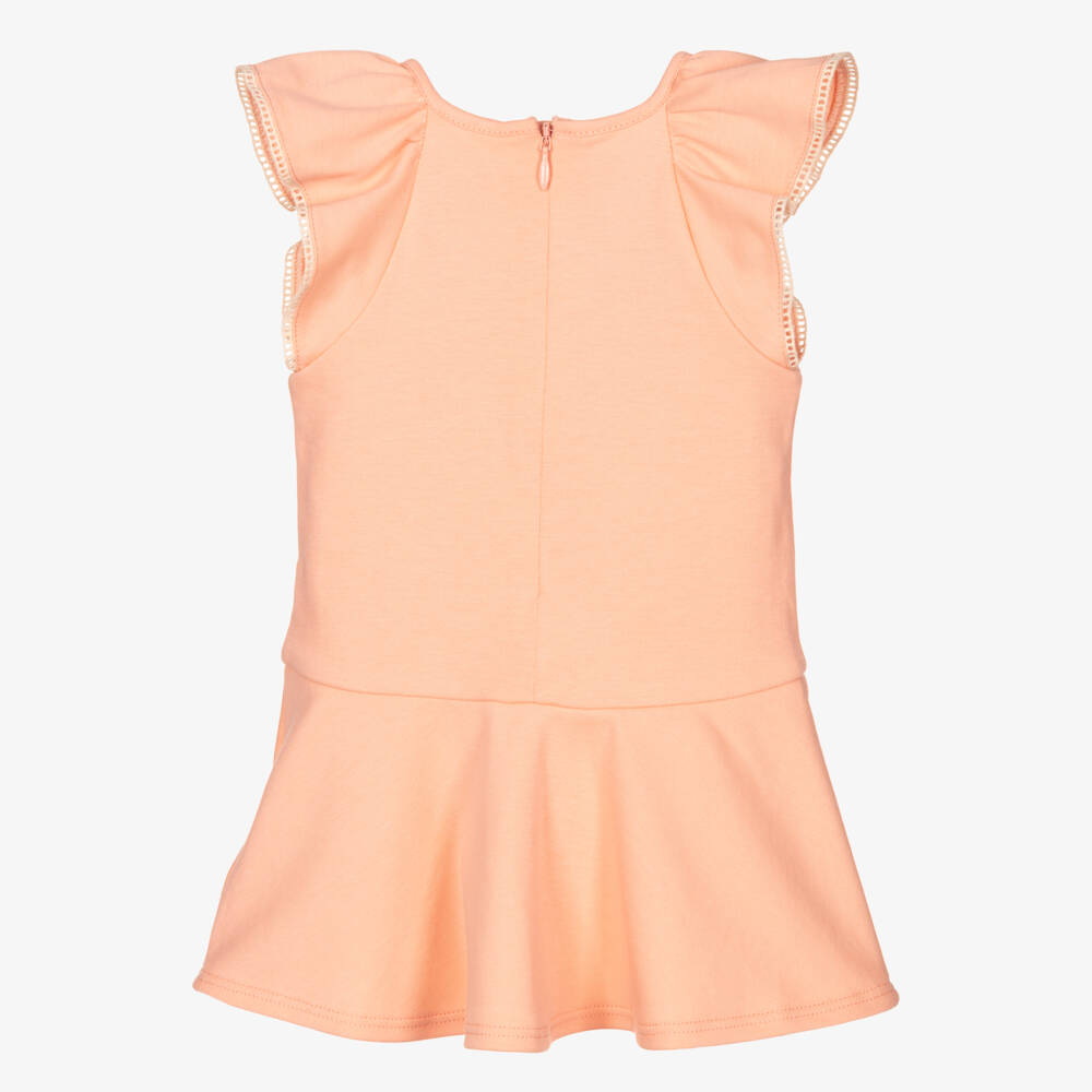 Chloé-فستان أطفال بناتي قطن لون برتقالي | Childrensalon Outlet