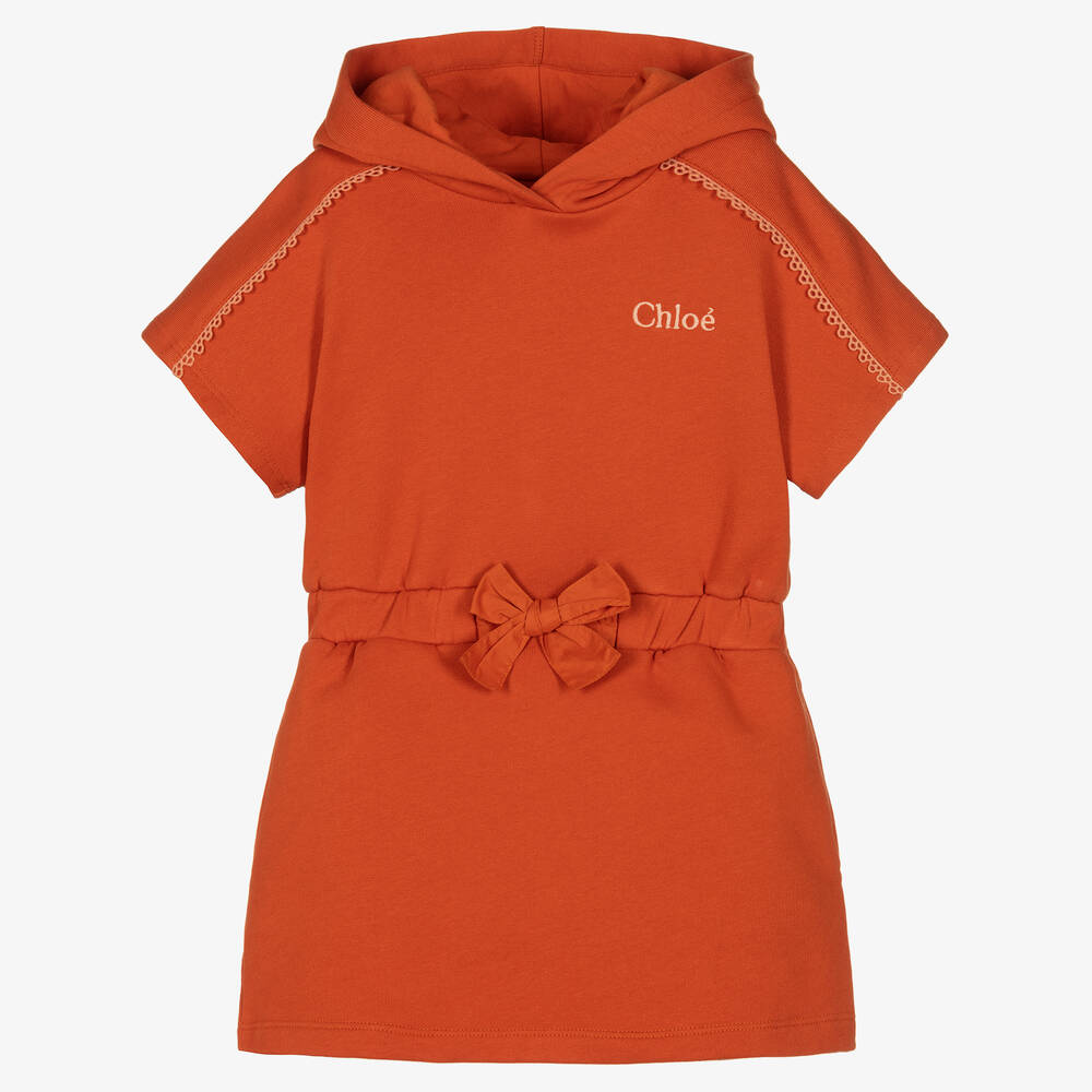 Chloé - Oranges Baumwoll-Kapuzenkleid | Childrensalon