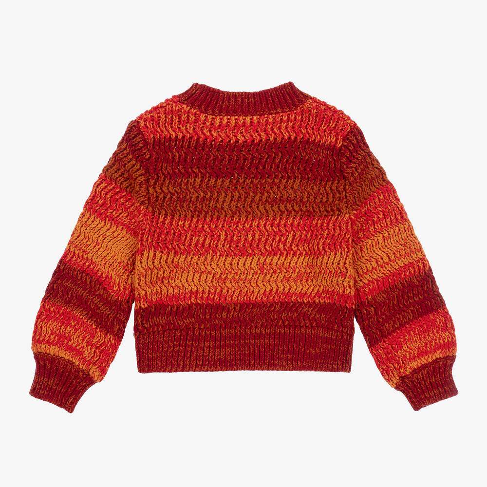 Chloé-Girls Orange Cotton & Wool Knit Jumper | Childrensalon Outlet