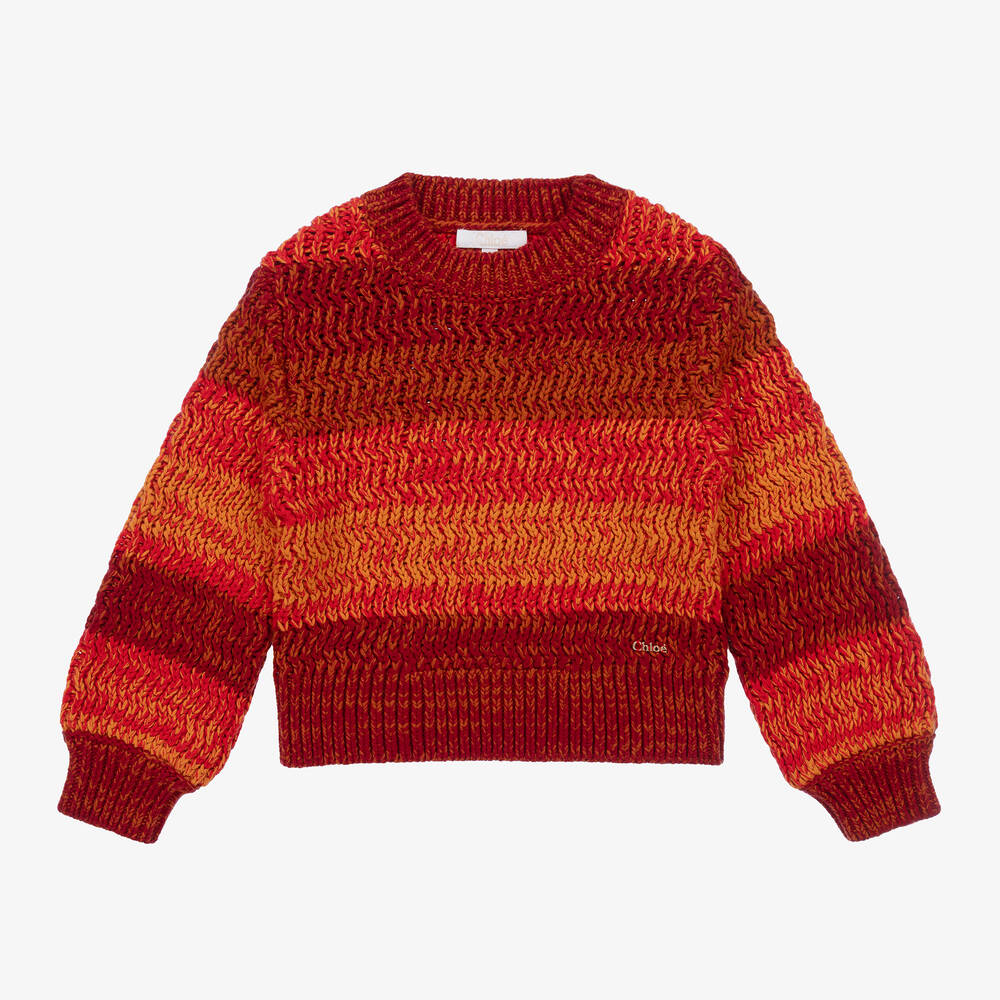 Chloé-Girls Orange Cotton & Wool Knit Jumper | Childrensalon Outlet