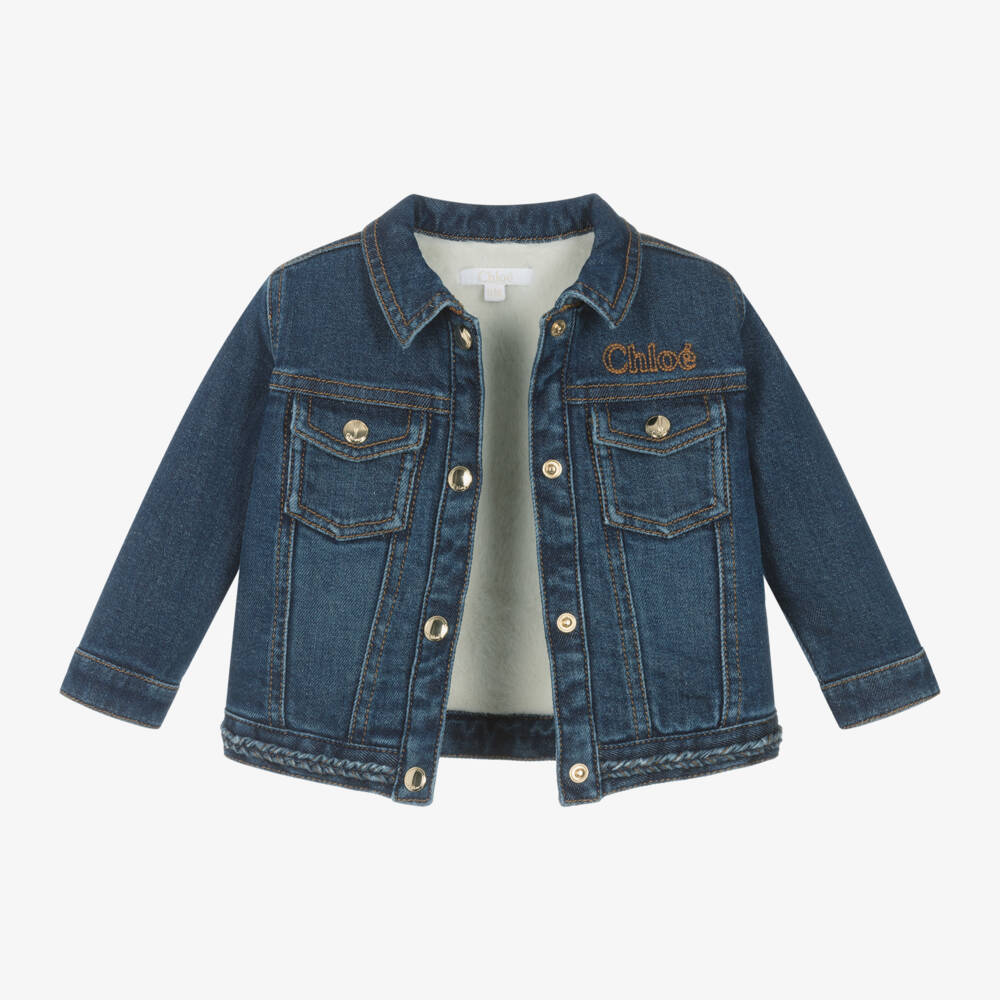Chloé-Girls Organic Blue Denim Jacket | Childrensalon Outlet