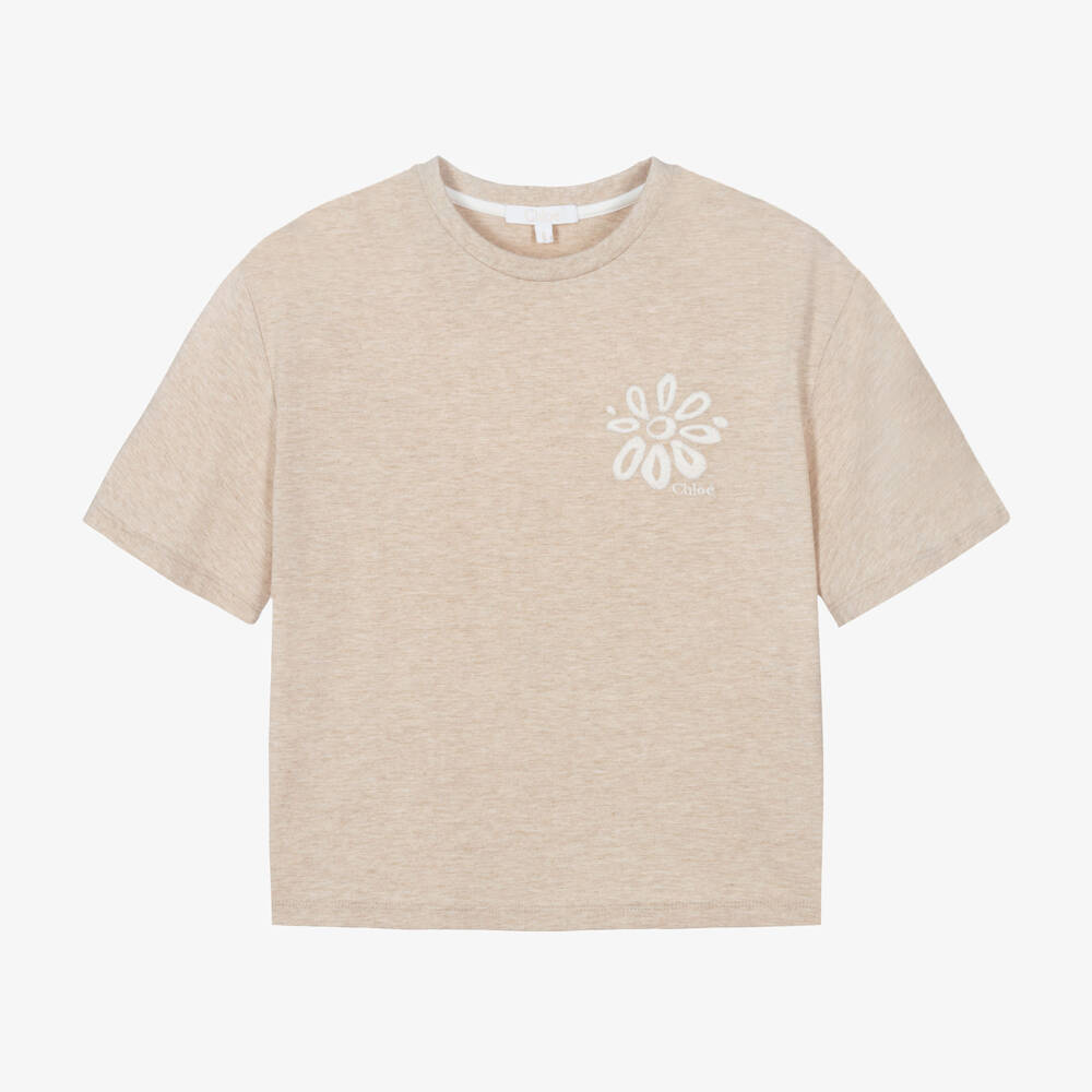 Chloé-Girls Organic Cotton Floral Tee | Childrensalon Outlet