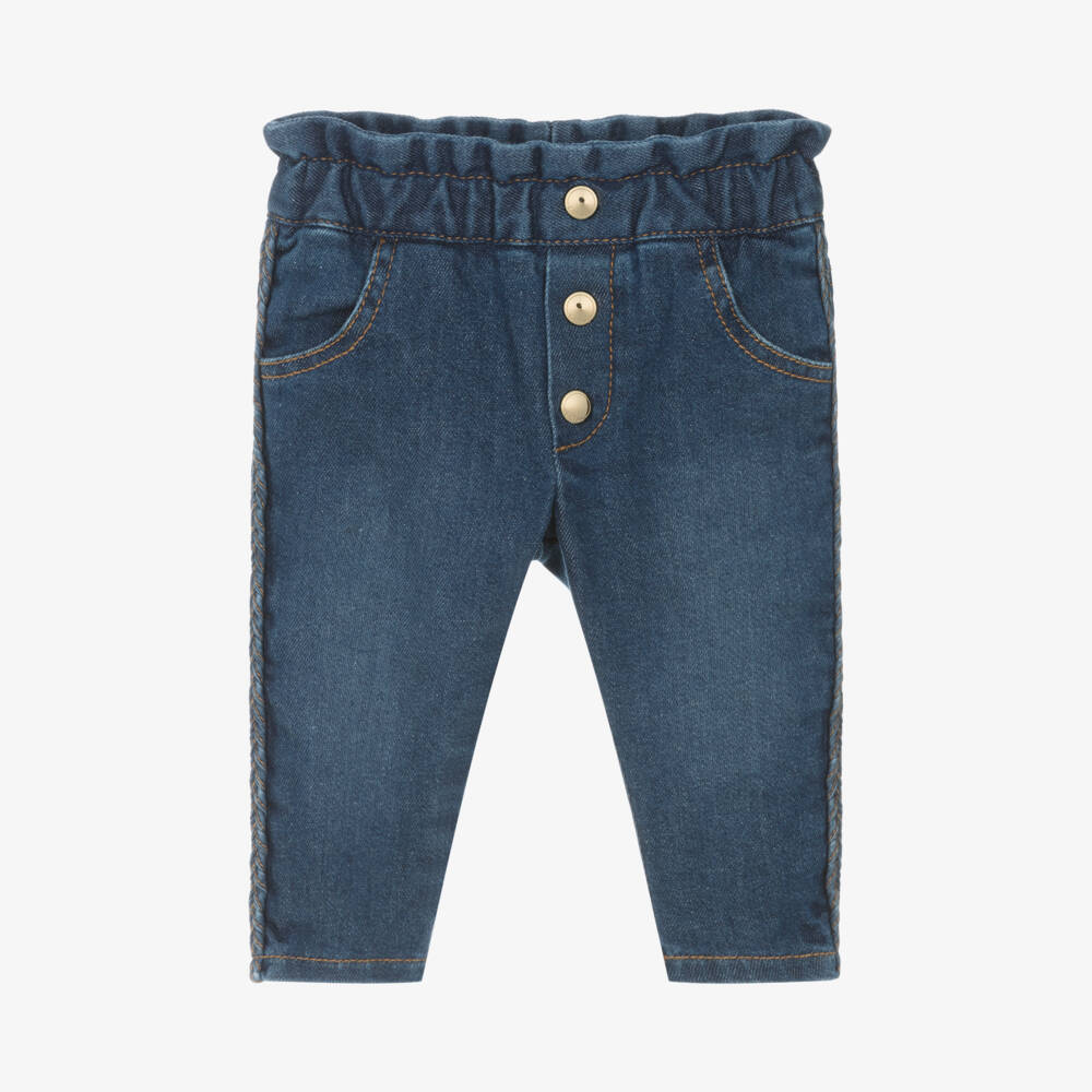 Chloé-Girls Organic Denim Jeans with Braids | Childrensalon Outlet