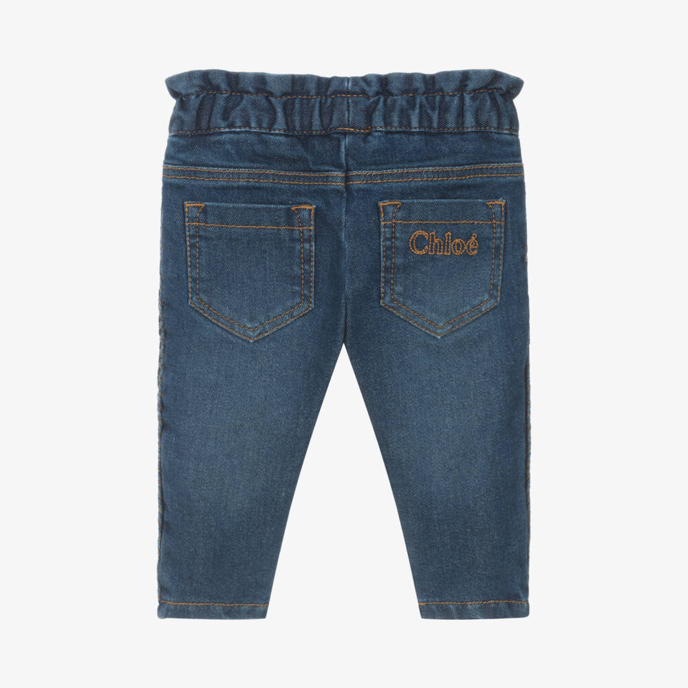 Chloé-Girls Organic Denim Jeans with Braids | Childrensalon Outlet
