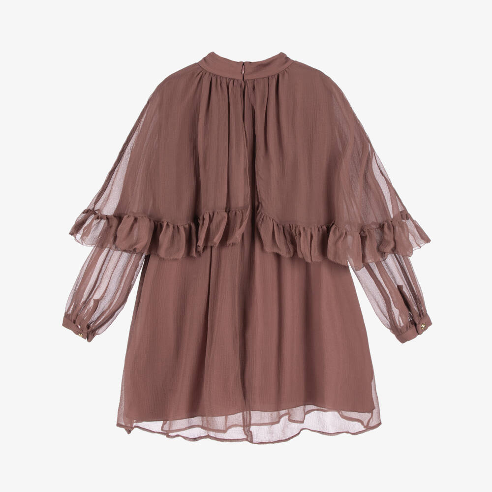 Chloé-Girls Pale Mulberry Pink Silk Crêpe Cape Dress | Childrensalon Outlet