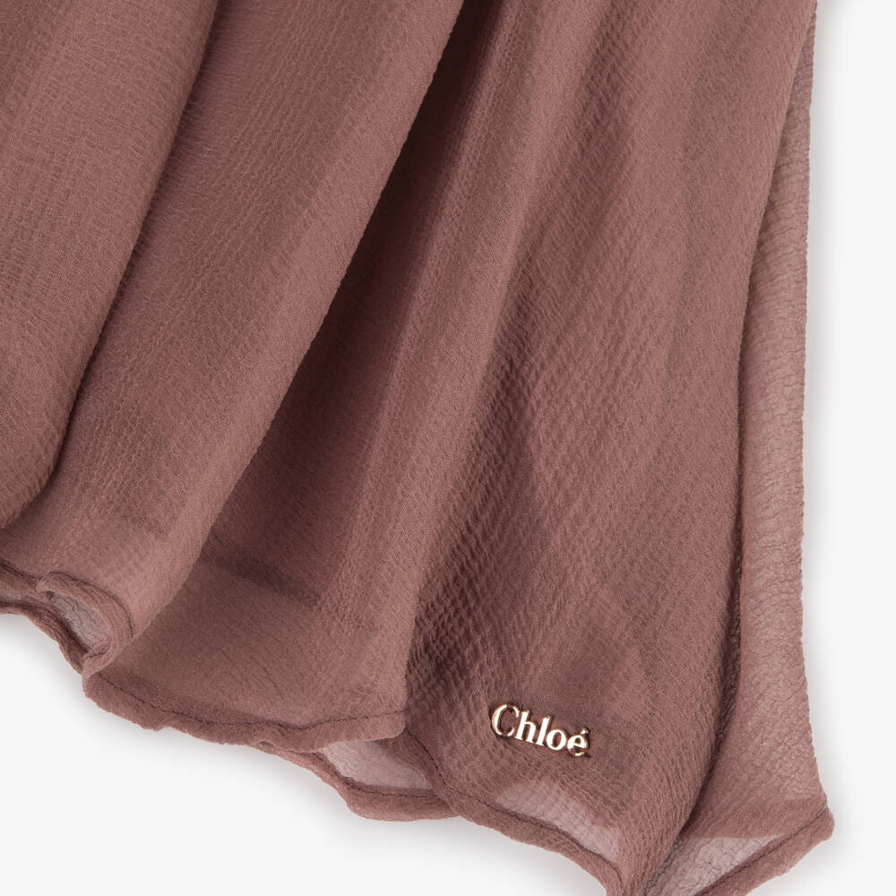 Chloé-Girls Pale Mulberry Pink Silk Crêpe Cape Dress | Childrensalon Outlet