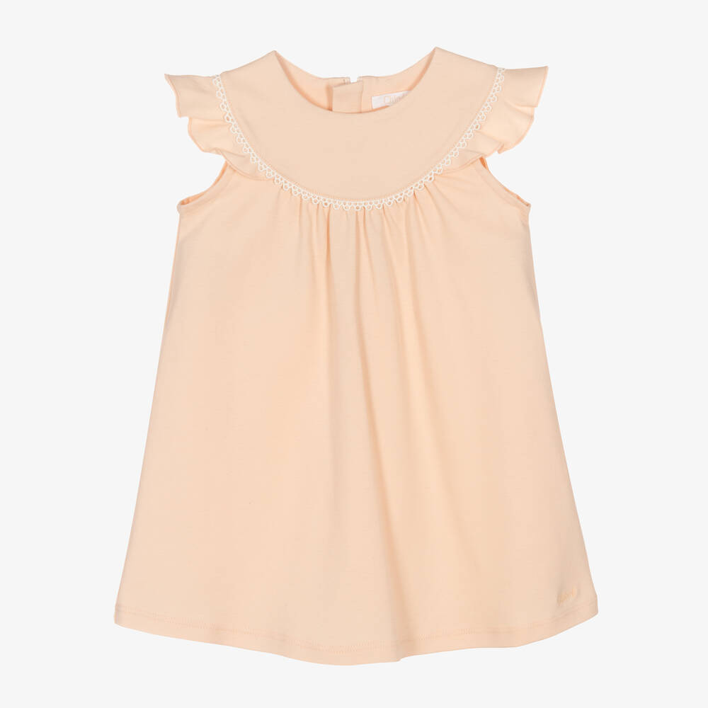 Chloé - Girls Pale Pink Cotton Dress | Childrensalon